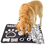 IEUUMLER Schnüffelteppich für Hunde Riechen Trainieren Intelligenzspielzeug Futtermatte Trainingsmatte für Haustier Hunde Katzen IE081 (82x50cm, White & Dark Grey)