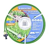 GRÜNTEK Schlauch-Regner, Sprinkler Gartenschlauch 15 m, Beregnungsfläche 4-5 qm/m, Länge flexibel erweiterbar, Bewässerungsschlauch mit Verbindungsstück aus Messing