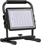 Baustrahler LED Akku, 60W LED Arbeitsleuchte Akku Strahler Tragbar Arbeitsscheinwerfer Akkukapazität 20800 mAh Bauscheinwerfer für Werkstatt Baustelle Garage Außen Beleuchtung für Camping (Schwarz)