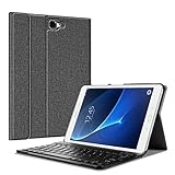 Fintie Tastatur Hülle für Samsung Galaxy Tab A 10,1 2016 T580N/ T585N Tablet - Ultradünn leicht Schutzhülle mit magnetisch Abnehmbarer Drahtloser Deutscher Bluetooth Tastatur, Jeansoptik dunkelg