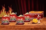 Feuerzangentasse 4er-Set, mit Rum (100ml) + ZimtZuckerHütchen (20er), Rot/Historischer Markt - für Feuerzangenbow