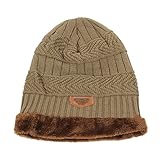 Beanie Mütze Winter Thermo Strickmütze Laufmützen Wintermütze für Herren und Damen (Khaki, Free Size)