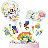 iZoeL Tortendeko Einschulung Schulanfang Kuchen Deko Schulkind Topper Regenbogen Konfetti Ballon Schultüte Tortenaufsätze für Kinder Mädchen Jung