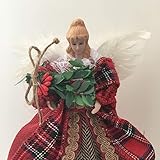 Premier Weihnachtsengel Baumspitze – rotes Kleid Tartan Schal Woodland Angel Feather Wings 5053844110010