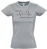 siviwonder RAUHAARDACKEL Dackel Teckel Wiener Sau Jagd Rauhhaardackel - Heartbeat Herz Herzschlag EKG Women Girlie T-Shirt Sports Grey XL - 40