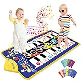 Joyjoz Piano Matte Duett Musikmatte mit 80+ Sounds, Kinder Klaviermatte Tanzmatte, Musik Spielmatte Musikspielzeug für Baby Kleinkinder Jungen Mädchen 1-6 Jahre (110*53cm)