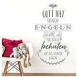 Grandora W5493 Wandtattoo Spruch Gott hat seinen Engeln befohlen I schwarz (BxH) 31 x 58 cm I Kinderzimmer Aufkleber Wandsticker Wandaufkleb
