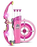 SainSmart Jr. Archery Set Bogen Set Kinder Bogenschießen Schießspiele mit 3 Pfeilen, Geschenk für Mädchen ab 6 Jahre，Pink