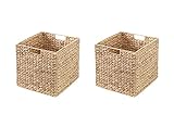 INWONA Kallax Expedit Regal Korb 34 x 32 x 32 cm aus Wasserhyazinthe Natur Faltkorb Flechtkorb Regalbox Storage Box Aufbewahrungskorb Schrankkorb klappbar faltbar und sehr stabil 2er-Set Sparp