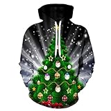 ZYYM Herren Weihnachten Pullover Mit 3D Cartoon Aufdruck Langarm Sweatshirts Kapuzenpullover Mit Taschen Unisex Hoodie Herren Damen Couples Christmas Festliche Funky Personalised Hoody Sw