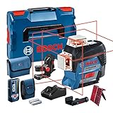 Bosch Professional 12V System Linienlaser GLL 3-80 C (1x Akku 12V, Universalhalterung BM 1, Empfänger LR 7, m. App-Funktion, roter Laser, Innenbereich, max. Arbeitsbereich: 30 m, Tasche, in L-BOXX)