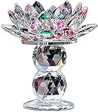 Kristall Glas Lotus Flower Kerzenhalter, Kristall Teelicht Kerzenhalter Bunte Kandelaber Leuchtturm Halter, Top dekorative Geschenk, 4,5 Z