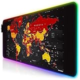 CSL - RGB Gaming Mauspad - LED Schreibtischunterlage - 800x300 mm - XXL Mousepad - LED Multi Color - 11 Beleuchtungs-Modi - 7 LED Farben Plus 4 Effektmodi - abwaschbar - Weltk