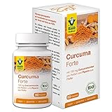 Raab Vitalfood Bio Curcuma Forte Kapseln, 90 Stück, aus Kurkuma-Extrakt, mit Curcuminoiden & Piperin aus schwarzem Pfeffer, vegan, 45 g