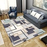 Teppiche 140X200cm schlafzimmerteppich Grau-Blauer geometrischer Design Kinderzimmerteppich warm und pflegeleicht Dekoration Wohnung modern küche Teppich Teppich mädchen k