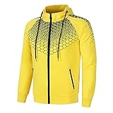 Briskorry Herren und Damen Blumen Trainingsanzug Set Jogginganzug 2-teiliger Streifen Kapuzenpullover + Hose Sportanzug Jungen Gelb