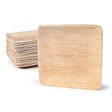 BIOZOYG DTW05359 Einwegteller aus Palmblatt, 25 Stück, eckig, 20x20 cm, kompostierb