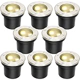 Moebeliev 8 Stück Bodenstrahler, 3W Runde LED Bodenleuchte befahrbar, IP67 Wasserdicht Außen Gartenbeleuchtung für Garten Balkon Auffahrt (Warmweiß)