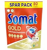 Somat Gold Spülmaschinen Tabs, 80 Tabs, Geschirrspül Tabs mit Extra-Kraft gegen Eingebranntes und Glanz-Effek