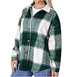 Bsemax 2021 Karierter Mantel Damen Revers Regular fit Classic,Mantel kariert Damen,Karierte Jacke Damen,Kariertes Hemd Damen,Plaid Langarmhemd,Jacke kariert Damen,Mantel kariert Rot Grün Khaki S-XL