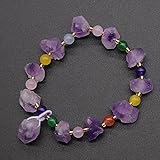 Feng Shui Amulett Reichtum Armband Premium Natürliche Kristall Chip Perle Armband Amethyst Kristall Armband Für Frauen Heilung Liebe Chakra Yoga Meditation Armband lila,With b