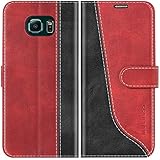 Mulbess Handyhülle für Samsung Galaxy S6 Edge Hülle, Samsung S6 Edge Hülle Leder, Etui Flip Handytasche Schutzhülle für Samsung Galaxy S6 Edge Case, Wine R