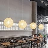 Zi Yang Rattan Handgewebten Pendelleuchte Vintage Hängeleuchten japanischen Stil Pendellampe Hängelampe E27 Kronleuchter für Restaurant Teestube Schlafzimmer Wohnzimmer Garten Pendelleuchten 20