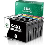 GREENSKY Kompatibel 34XL Druckerpatronen, Tintenpatronen für Epson Workforce Pro WF-3725DWF WF-3720DWF, XL-Patronen Multipack 4-Farbig (2 Schwarz, 1 Cyan, 1 Magenta, 1 Gelb)