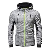 Sportjacke Herren Outdoor Jogging Casual Fashion Funktions Herren Kapuzenjacke Slim Fit Mit Kordelzug Übergangsjacke Herren Reißverschluss-Strickjacke E-Green1 XL