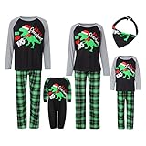 N /D Weihnachtspyjama für Familie, passend für Paare, Weihnachten, Pyjama-Set für Damen und Herren, karierte Hose und Elch-Top, niedliche Nachtwäsche, B, 46