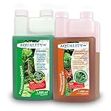 AQUALITY Aquarium 2er Pflanzenpflege Sparset (Enthält Pflanzendünger mit Allen wichtigen Spurenelementen und Mineralien und Eisendünger mit zweiwertigem Eisen FE2), Set-Größe:Set 1000