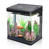 Nobleza - Nano-Fischtank-Aquarium mit LED-Leuchten & Filtersystem, tropischeAquarien, 14 Liter, Schw