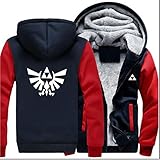 CHUSS Mit Kapuze Sweatshirt Jacke - Die Legende Von Zelda Print Sportswear Herren Warme Baseball Uniform Nähte Pullover Langarm Zip Mantel Strickjacke - Teen Red-M