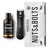 MANSCAPED™ Nuts and Bolts 3.0, Herren-Intimpflegeset, mit leistungsstarkem wasserdichten Intim-Trimmer für Männer The Lawn Mower™ 3.0, Intim-Deo-Lotion Crop Preserver™ und Einweg-Rasierunterlag