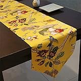 HOMEIEU Chinesischer Tischläufer, Quaste Tischläufer, Bambus Baumwolle Vogel Tisch Couchtisch Tischdecke, Abendessen Dekoration, Weihnachtsfeier 33 x 180