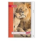 ROTH Hausaufgabenheft - Kids und Tiere für clevere Faule mit Hülle, A5, 1 Woche 2 Seiten, Löw