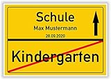 Ortsschild - Bild - Kindergarten - Schule - persönliches Geschenk - personalisierte Geschenkidee zur Einschulung mit Name und D