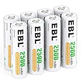 EBL AA Akku 2500mAh - wiederaufladbare AA Batterien Typ NI-MH 8 Stück, 1.2V Mignon Akkub