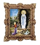 Lourdes 45x38 cm Mutter Jungfrau Madonna Mutter Gottes heilige Maria Barock Gemälde Bild mit Rahmen Repro Antik Look 45x38 cm G