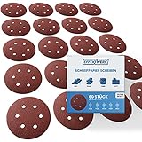 EFFEKTWERK Schleifpapier 150mm Klett - 60 Stück - Profi Schleifscheiben für Exzenterschleifer - Schleifscheiben 150mm Klett - 6 Loch - Je 6x Körnung P40 P60 P80 P120 P180 P240 P320 P400 P600 P800