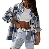 Bsemax 2021 Karierter Mantel Damen Revers Regular Fit Mode,Mantel Kariert Damen,Karierte Jacke Damen,Kariertes Hemd Damen,Plaid Langarmhemd,Jacke Kariert Damen,Mantel Kariert Rosa Blau S-XL