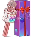 Karaoke Mikrofon, Drahtloses Bluetooth Mikrofon Kinder mit LED, Tragbares Karaoke Maschine zum Singen, Karaoke Mädchen Jungen Spielzeug Geschenke, KTV Lautsprecher Recorder für Smartphone PC