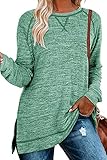 KINGFEN Sweatshirt Damens Oversized Langarm Pullover Sweatshirt Herbst Frauen T Shirt Bekleidung Teenager Mädchen Damen Lang Blusen & Tuniken für Damen Grün S