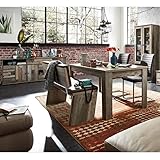 Lomadox Esszimmer komplett Vintage Driftwood braun Sitzbank Ausziehtisch Vitrine Sideb