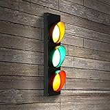 Dongbin 5W LED Ampel Lampe Wandleuchte Mit Fernbedienung Schalter Schwarz Wandlampe Rot Grün Gelb Tricolor Kreative Verkehrszeichen Schilder Lichter Wandlicht Bar Café,Schw