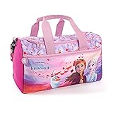 Eiskönigin Sporttasche für Kleine Mädchen - Frozen 2 Kinder Schwimmtasche Wasserdicht mit Anna ELSA Olaf - Umhängetasche Duffel Bag Violett Rosa für Kleinkind Kindergarten - 35x22x15