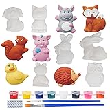 ZoneYan Bastelset Kinder Malset, Figuren Malset Kinder, Gips Spielzeug, Figuren Selber Bemalen, Malset Spielzeug DIY, Bemalen Basteln, 3D-Malerei Tierfiguren, Anmalen Gipsfigur (Tierserien)