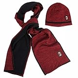 AC Milan T.Unita, Set mit Mütze und Schal, Melange, Erwachsenengröße, kein Geschlecht, Schwarz, XL