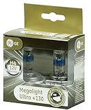 H4 12V 60 55W P43t MegaLight Ultra 130 Prozent 2 Stück GE 50440XNU Auto Llampe Abblendlicht Fernlicht Scheinwerfer B