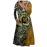 BAIGEE Blusenkleid Damen Langarm Kalte Schulter V-Ausschnitt Reißverschluss Elegantes Boho Kleid Sommerkleid Cocktailkleid Herbst Tunikakleid Winterkleid V-Ausschnitt Hemdkleid Kleider Abendk